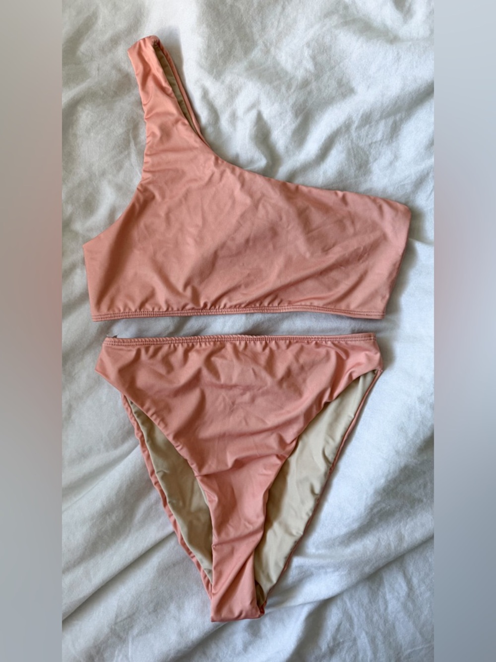 One-Shoulder Peach Bikini Set